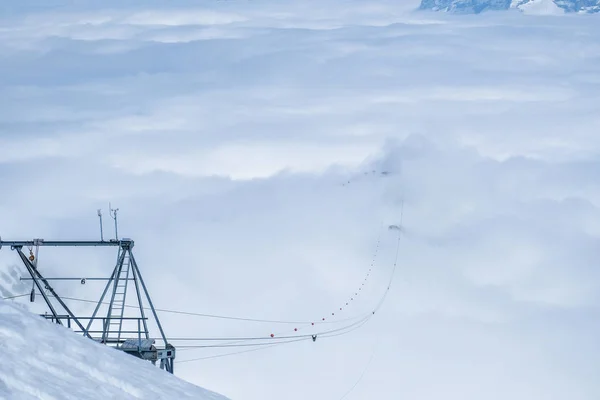 Teleférico Niebla Desde Arriba Montaña Schilthorn Suiza —  Fotos de Stock