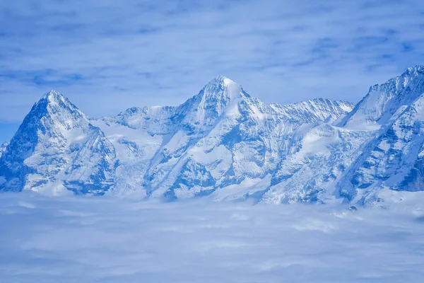 ピッツ グロリア シルトホルン スイス連邦共和国のスイスのスカイラインの見事なパノラマの景色雪山 — ストック写真