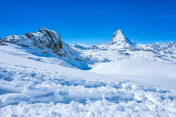 Panorámica Hermosa Vista Montaña Nieve Pico Matterhorn Zermatt Suiza — Foto de Stock