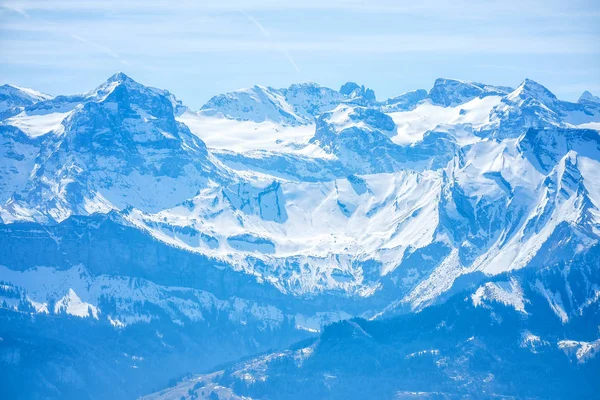 Panoramatické vyhlídkové Alpy z Rigi Kulm (vrchol hory Rigi, královna — Stock fotografie