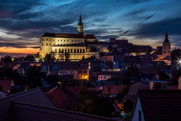 Beautiful view on city Mikulov in night after sunset — Stock Photo, Image