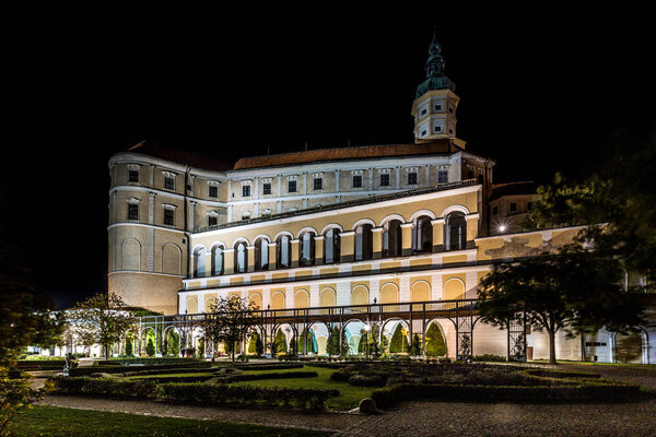 Night view of Mikulov, South Moravia, Czech republic