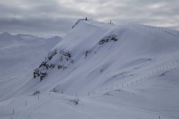 Verschneite alpine Skipisten Flaine Haute Savoie Frankreich — Stockfoto