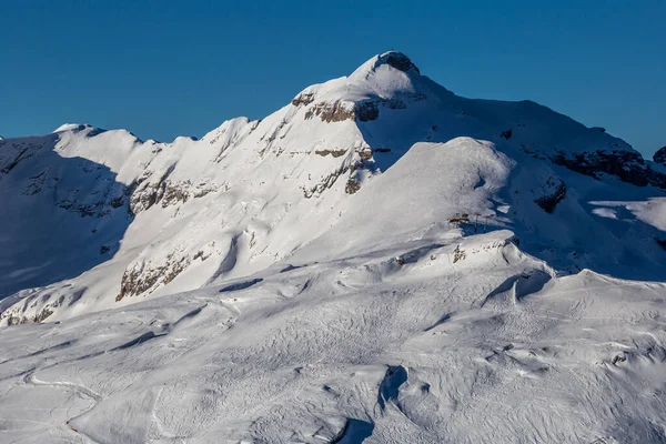 Snowy Alpine pistes Flaine, Haute Savoie, Frankrijk — Stockfoto