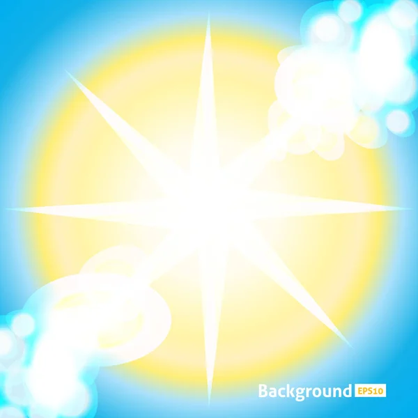 Bright Sun Rays Background. Vector ilustrație însorită — Vector de stoc