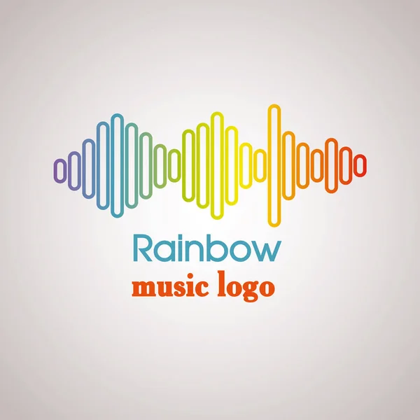 Rainbow music logotyp. Färgglada equalizer element. Isolerade design symbol. — Stock vektor