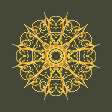 Çiçek yuvarlak dekoratif sembolü. Etnik dekoratif öğeler. Arka plan