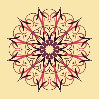 Çiçek yuvarlak dekoratif sembolü. Etnik dekoratif öğeler. Arka plan