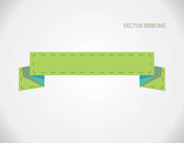 Bandeiras de fita verde. Isolado em fundo cinza —  Vetores de Stock