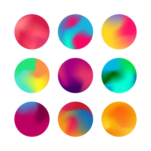 Conjunto de gradiente redondo. Botão de esfera de gradiente holográfico arredondado —  Vetores de Stock