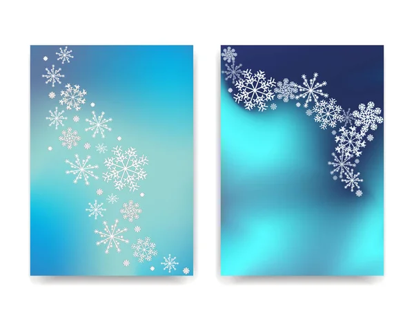 Postales de celebración de invierno con copos de nieve. Se puede utilizar como volante, banner — Vector de stock