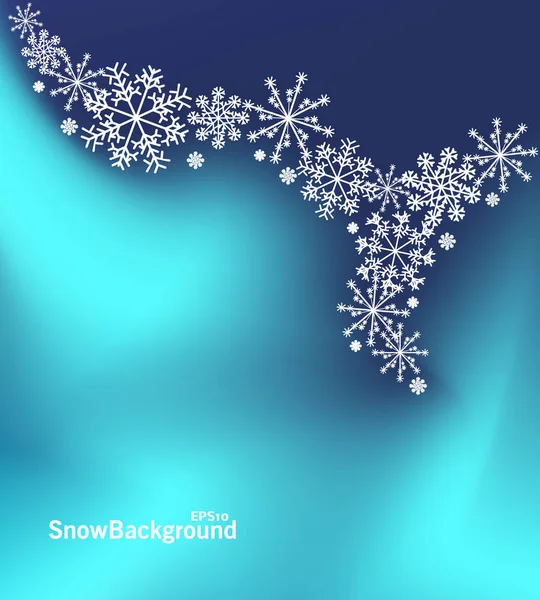 Fondo de malla de degradado borroso abstracto con copos de nieve blancos con sombra — Vector de stock