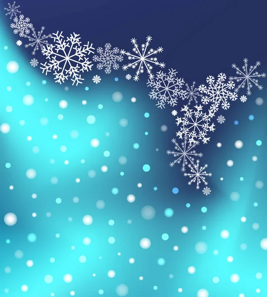 Fondo de malla de degradado borroso abstracto con copos de nieve blancos con sombra — Vector de stock