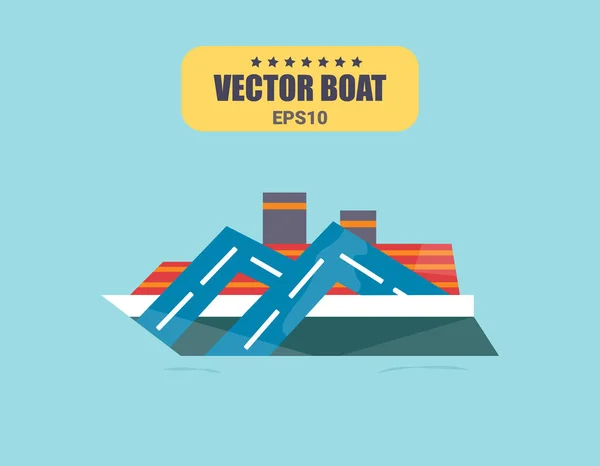 Ship at sea transport, shipping boats in vector — Stock Vector