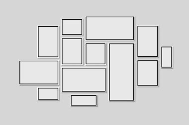 Siyah çerçeve koleksiyonu. Vektör resim çerçeve