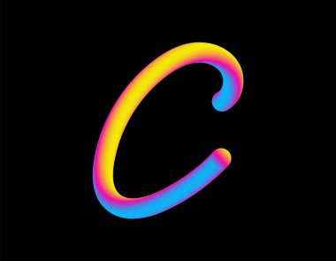 C Harfi. Soyut Harf Karışım Satırı. Logo simgesi
