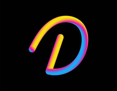D Harfi. Soyut Harf Karışım Satırı. Logo simgesi
