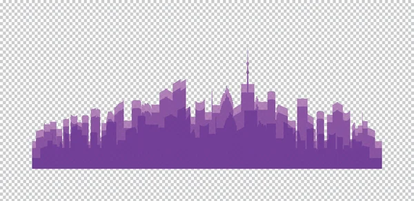 Illustratie van stad gebouwen silhouetten en kleuren, vectorillustratie — Stockvector