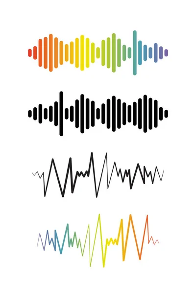Set di loghi Audio wave. Lettori di musica pulsata — Vettoriale Stock