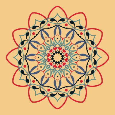 Çiçek yuvarlak dekoratif sembolü. Etnik dekoratif öğeler. Arka plan