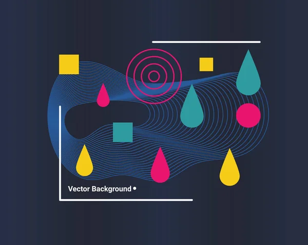 Vector de fondo geométrico abstracto con círculos, triángulos, líneas — Archivo Imágenes Vectoriales