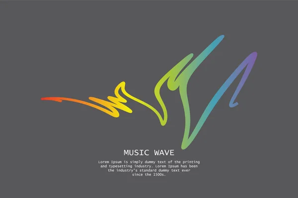 Ljud färgglada Wave logo på Grey. Pulse musikspelare — Stock vektor