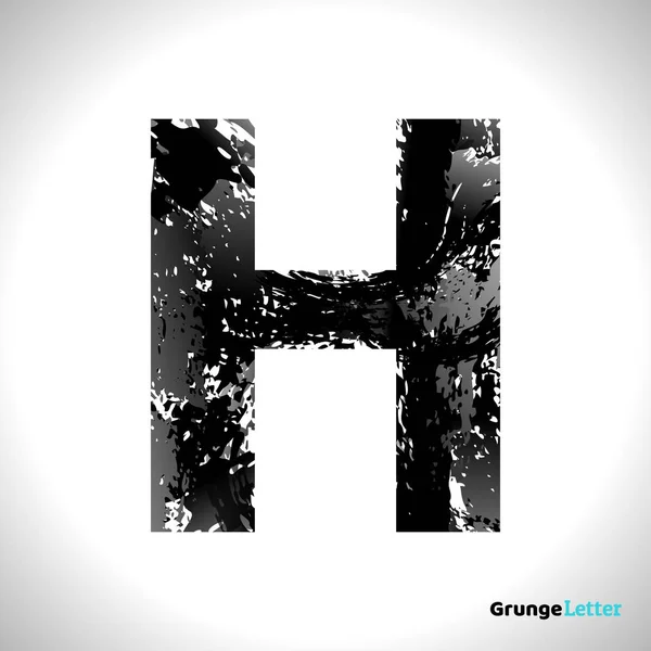 Grunge Vector Letra H. Negro Fuente Bosquejo Estilo Símbolo — Vector de stock