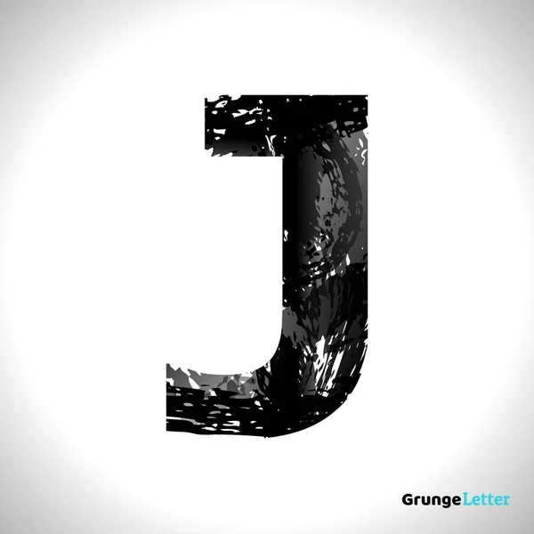 Grunge Vector Letter J. Black Font Sketch Style Symbol — Stock Vector