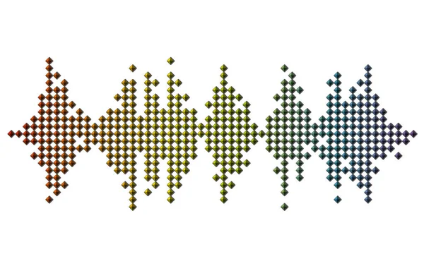 Reproductor de música 3D Pulse. Audio arco iris logotipo de la onda del mosaico — Vector de stock