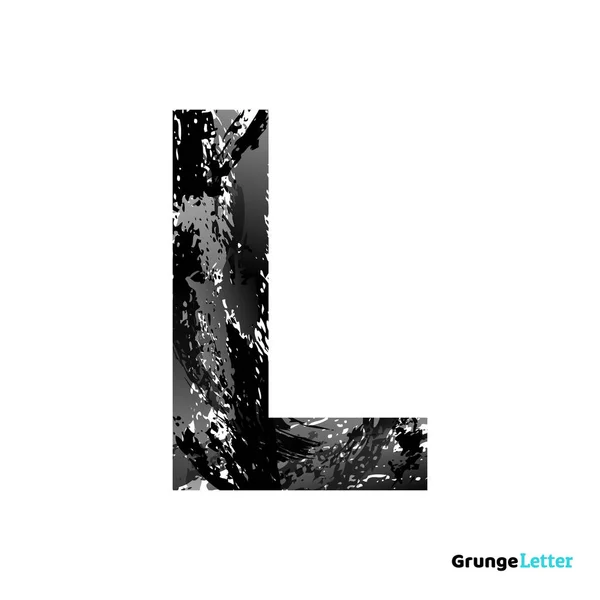 Grunge Vector Lettera L. Black Font Sketch Style Simbolo — Vettoriale Stock