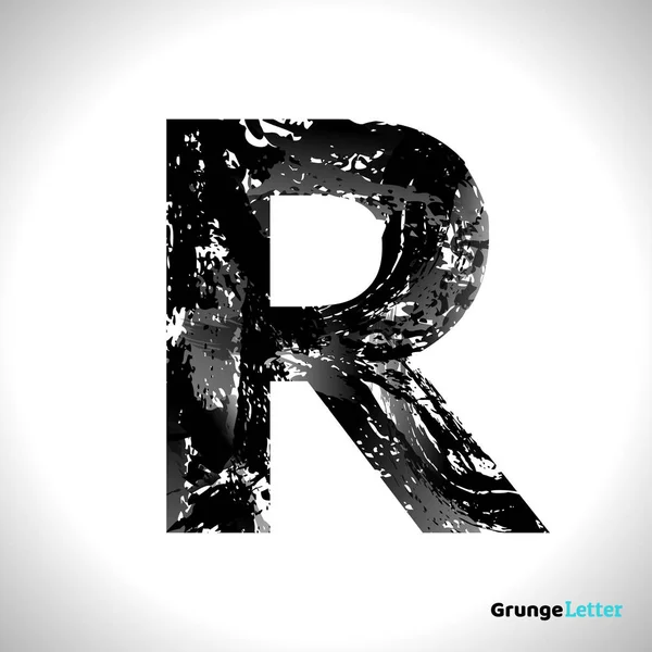Grunge Vector Letter R. Symbole de style de croquis de police noir — Image vectorielle