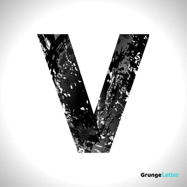 Grunge Vector písmeno V. styl černé písmo-symbol skica — Stockový vektor