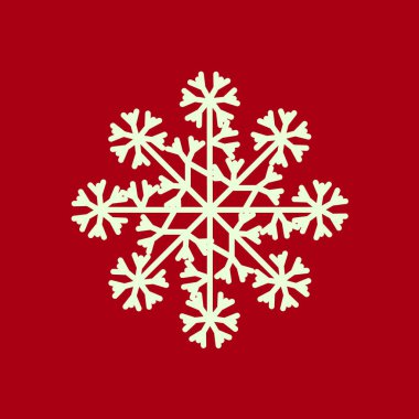 Kırmızı arka plan üzerinde kar tanesi izole simge ve işaret tasarımı