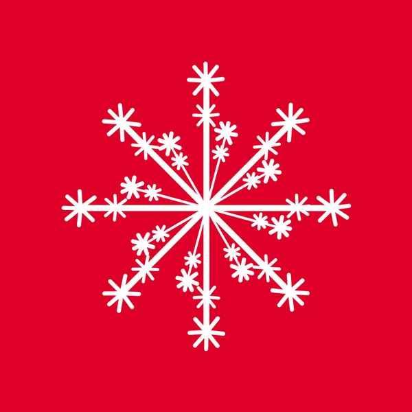 Copo de nieve icono aislado y diseño de signo sobre fondo rojo — Vector de stock