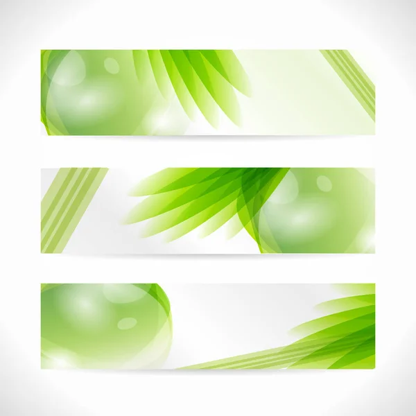 Conjunto de plantas Eco Banner. Ilustración orgánica abstracta verde — Foto de Stock