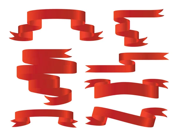 Набір червоних глянцевих стрічок. Порожня ізольована ілюстрація — стокове фото