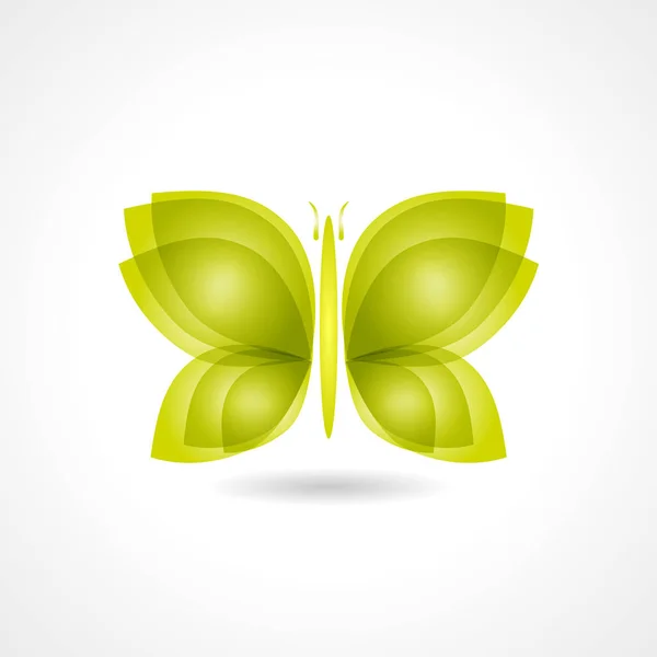 Elegante icono de mariposa verde degradado en blanco — Foto de Stock