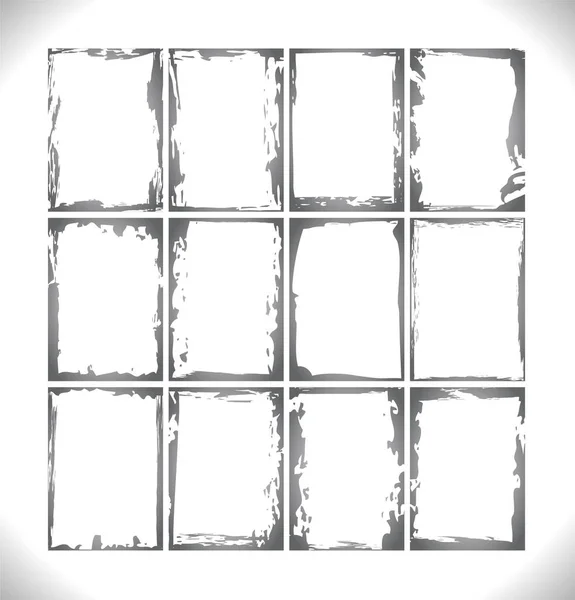 Colección Grunge Frames. Gradiente monocromático Elementos de diseño — Archivo Imágenes Vectoriales