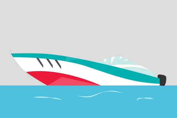 Moderne motorboot. Vectorschip op zee — Stockvector