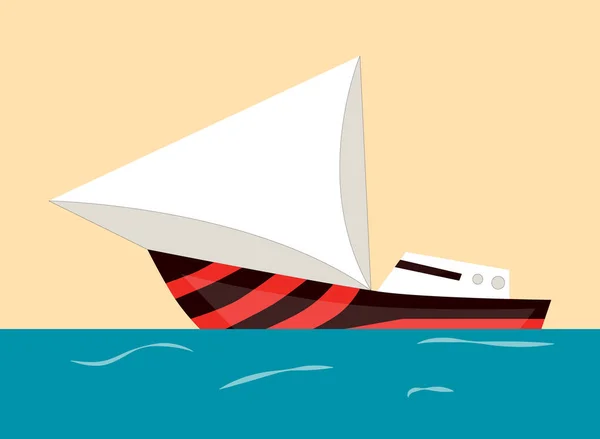 Barco à vela, ícone de transporte isolado de água. Vetor plano —  Vetores de Stock