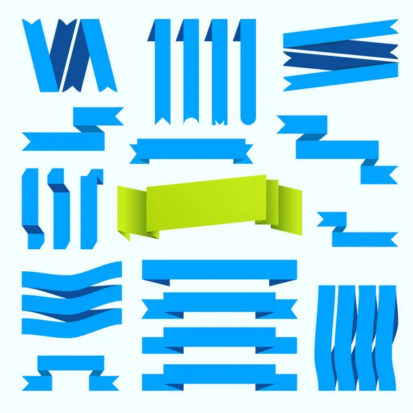 Blue Ribbons Set. Retro styled ribbons collection Isolated On White Background. Jpeg illustration
