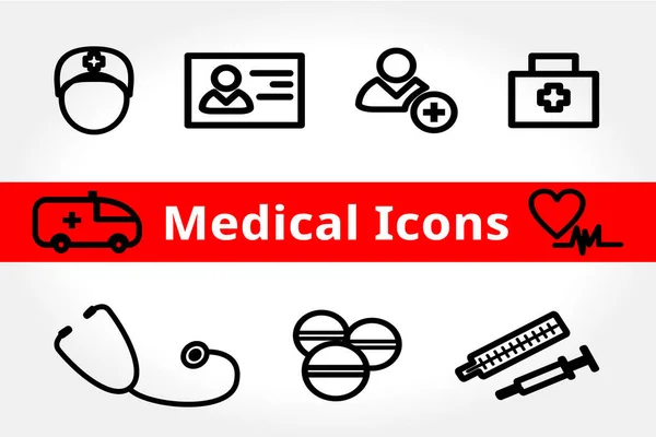 Ilustración de Jpeg Iconos médicos y de salud para el diseño. Conjunto de símbolos de ayuda limpia creados para móviles, web y aplicaciones —  Fotos de Stock