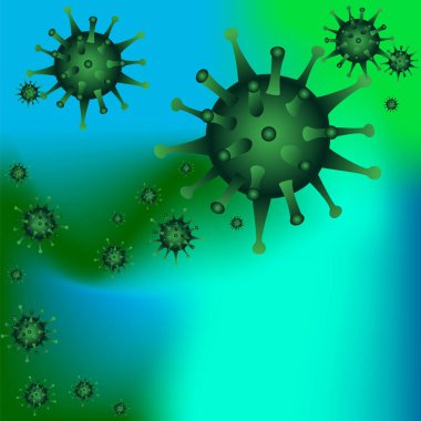 Coronavirus hastalığı COVID-19 enfeksiyonu. Patojen solunum gribi covid virüs hücreleri. Coronavirus hastalığının resmi adı COVID-19. Jpeg illüstrasyonu