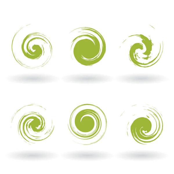 Set Mit Grünem Grunge Locken Logo Auf Weißem Hintergrund Abstrakte — Stockfoto