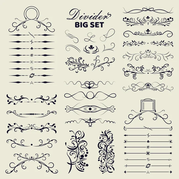 Big Set Decorative Flourishes Hand Drawn Dividers Victorian Collection Ornate — Stock Photo, Image