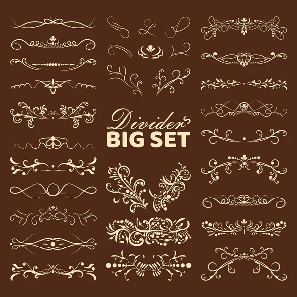 Big Set Decorative Flourishes Hand Drawn Dividers Victorian Collection Ornate — Stock Photo, Image