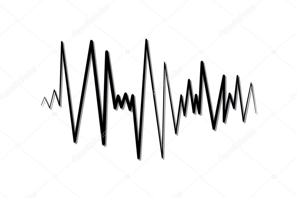 Black pulse music player. Audio wave logo. Equalizer element. Isolated design symbol. Jpeg illustration.