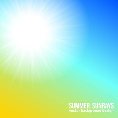 Güzel, güneşli bir arka plan. Güneş ışığı saçan parlak bir afiş.