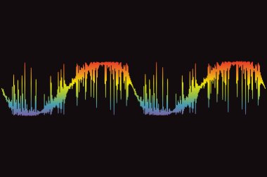 Yıllık siyah dalga raporu. 3D Rainbow Pulse müzik çalar. Sıvı tasarım sembolü. Yeni dengeleyici element. Jpeg illüstrasyonu