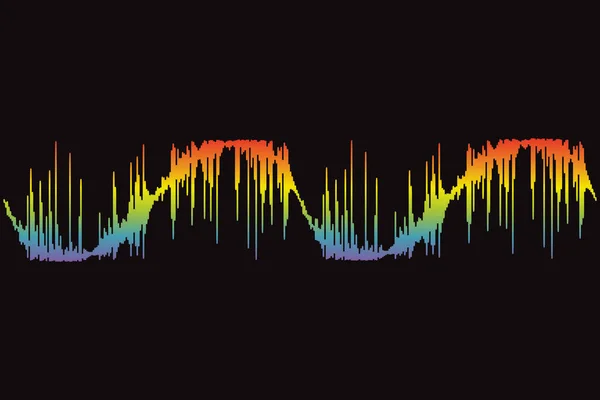 Хвильовий щорічний звіт про чорне. 3D Rainbow Pulse музичний плеєр. Символ дизайну рідини. Новий елемент еквалайзера. Ілюстрація Jpeg — стокове фото